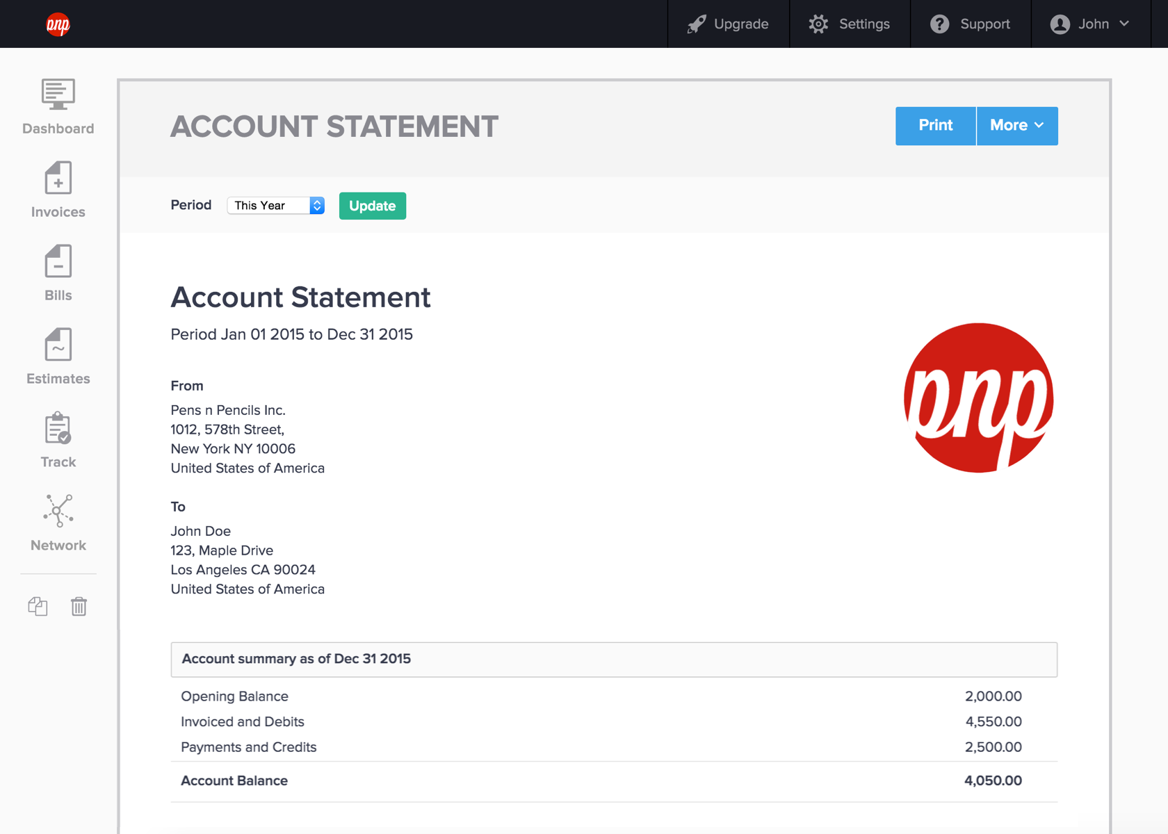 Account Statement in Hiveage