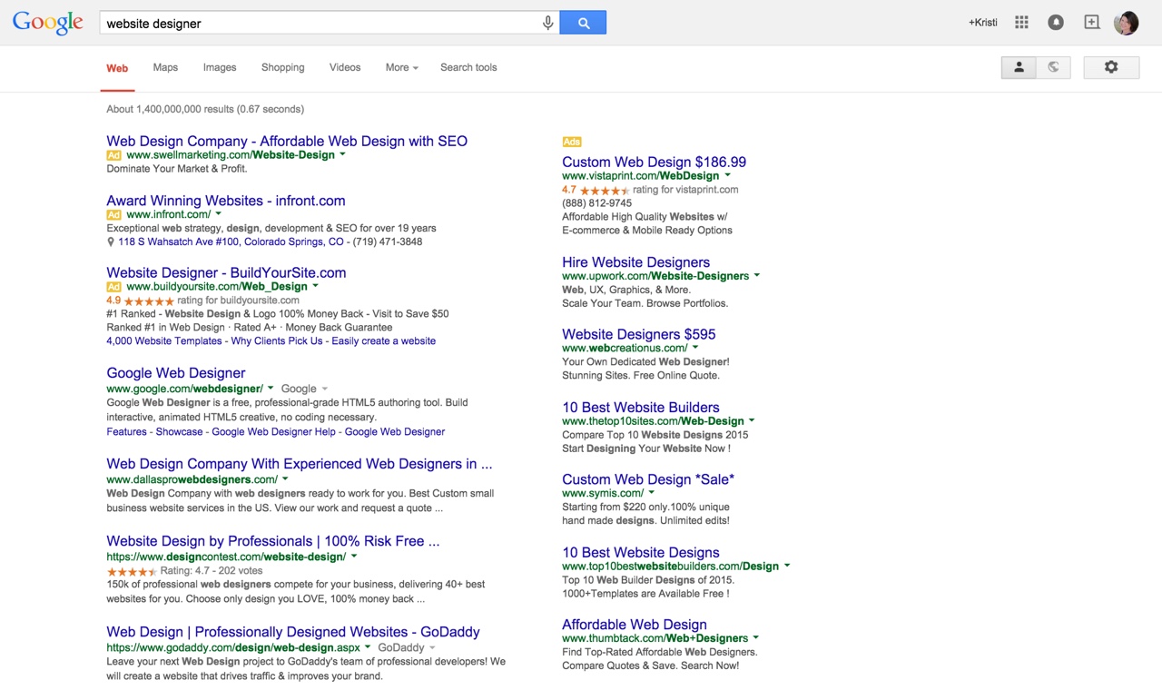 Google search results screenshot