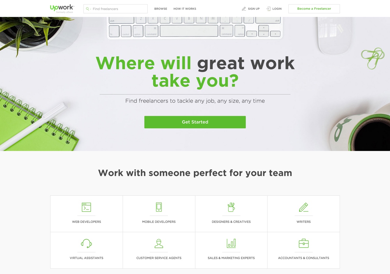 Upwork website screenshot