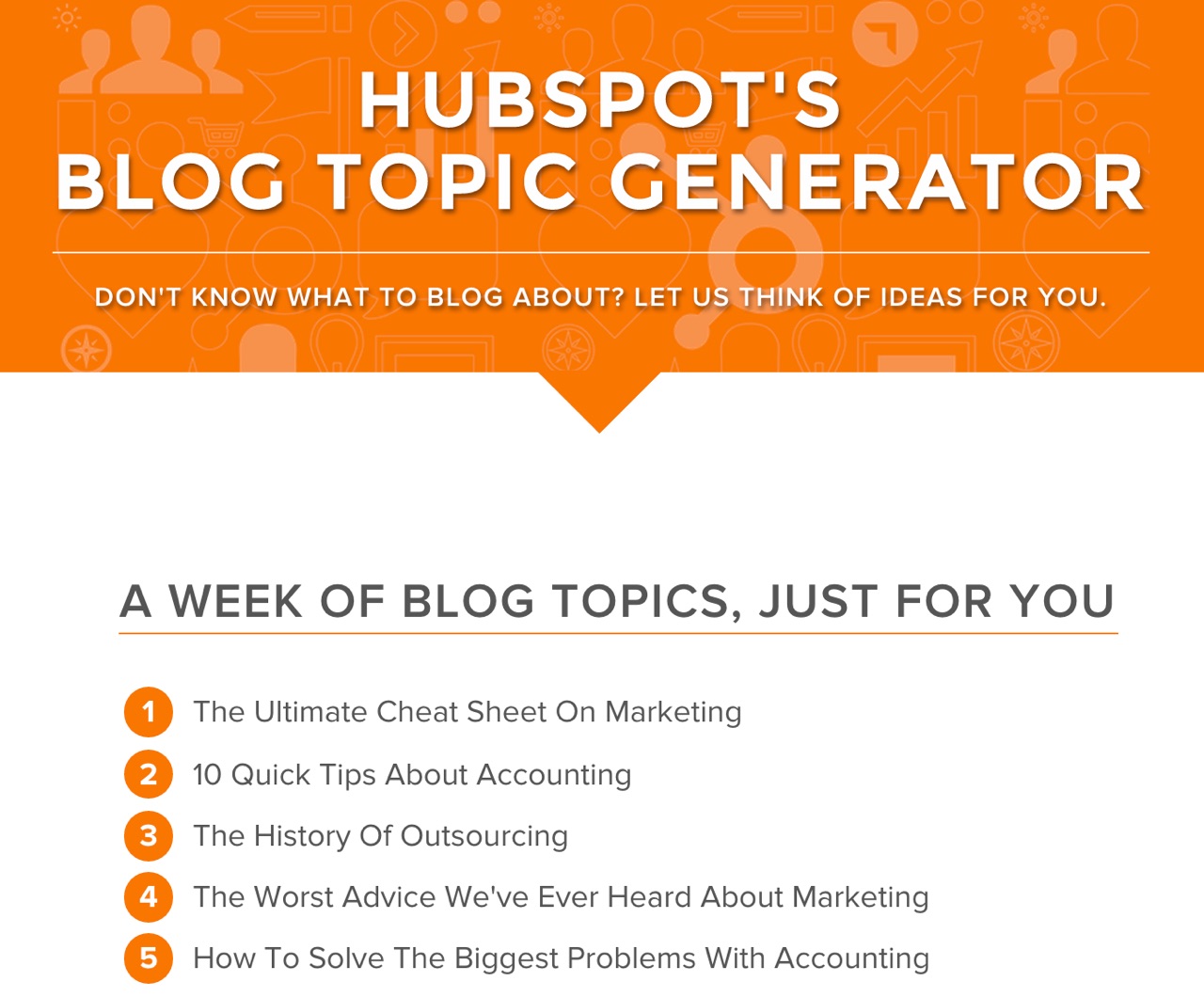 Hubspot blog topic generator screenshot