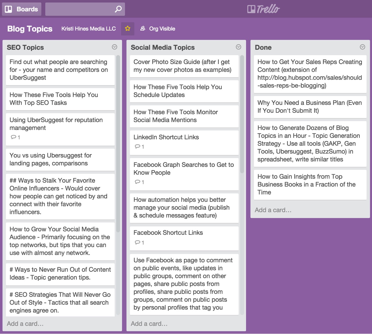 Trello screenshot