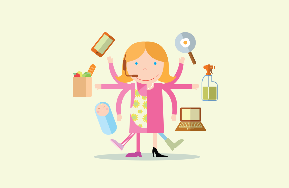 Illustration of a working-from-home mom