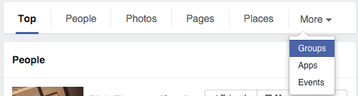 Facebook search filter