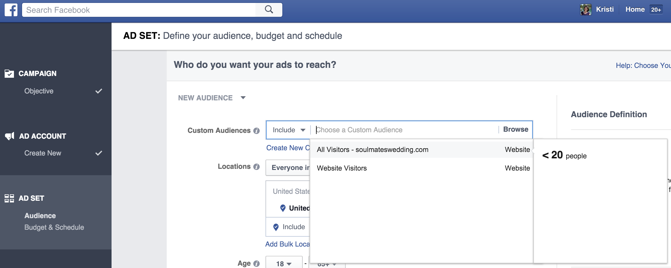 Facebook Ad audience
