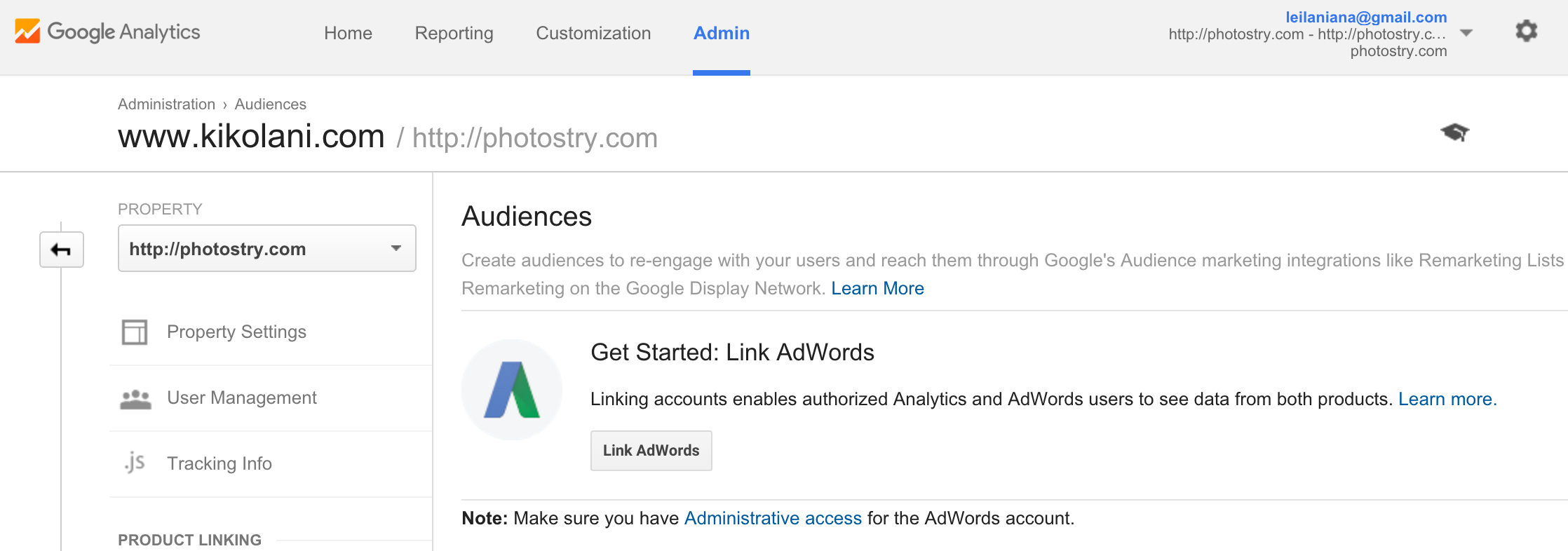 Google Adwords screenshot