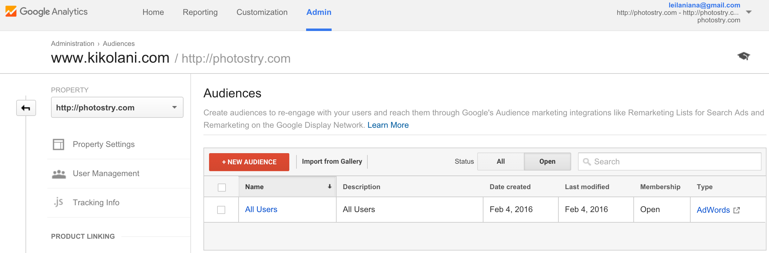 Google Adwords screenshot