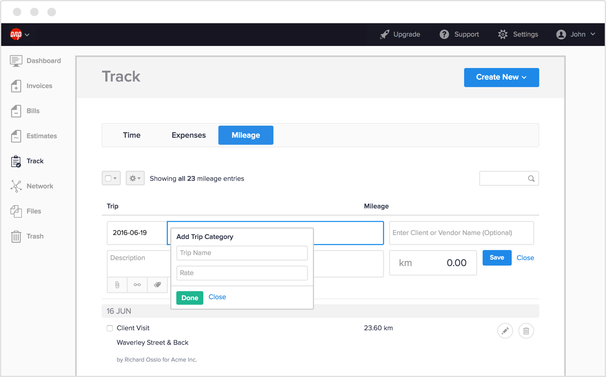 Mileage tracker for business