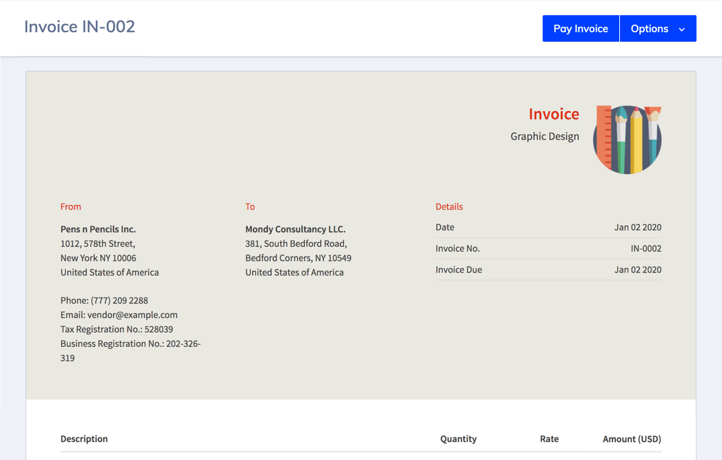 send professional invoices example