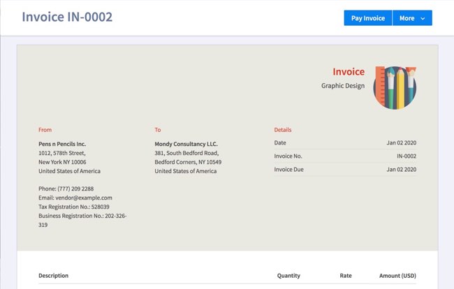 send professional invoices example