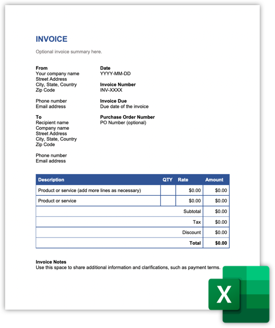 Hiveage - microsoft excel invoice preview