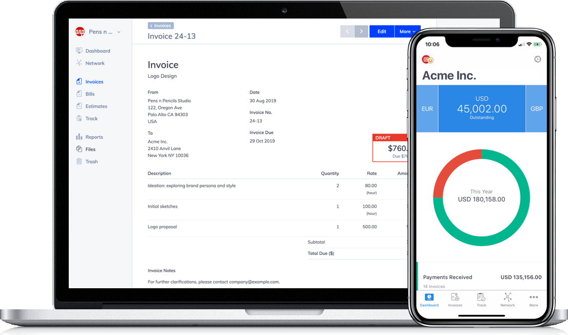 send professional invoices example
