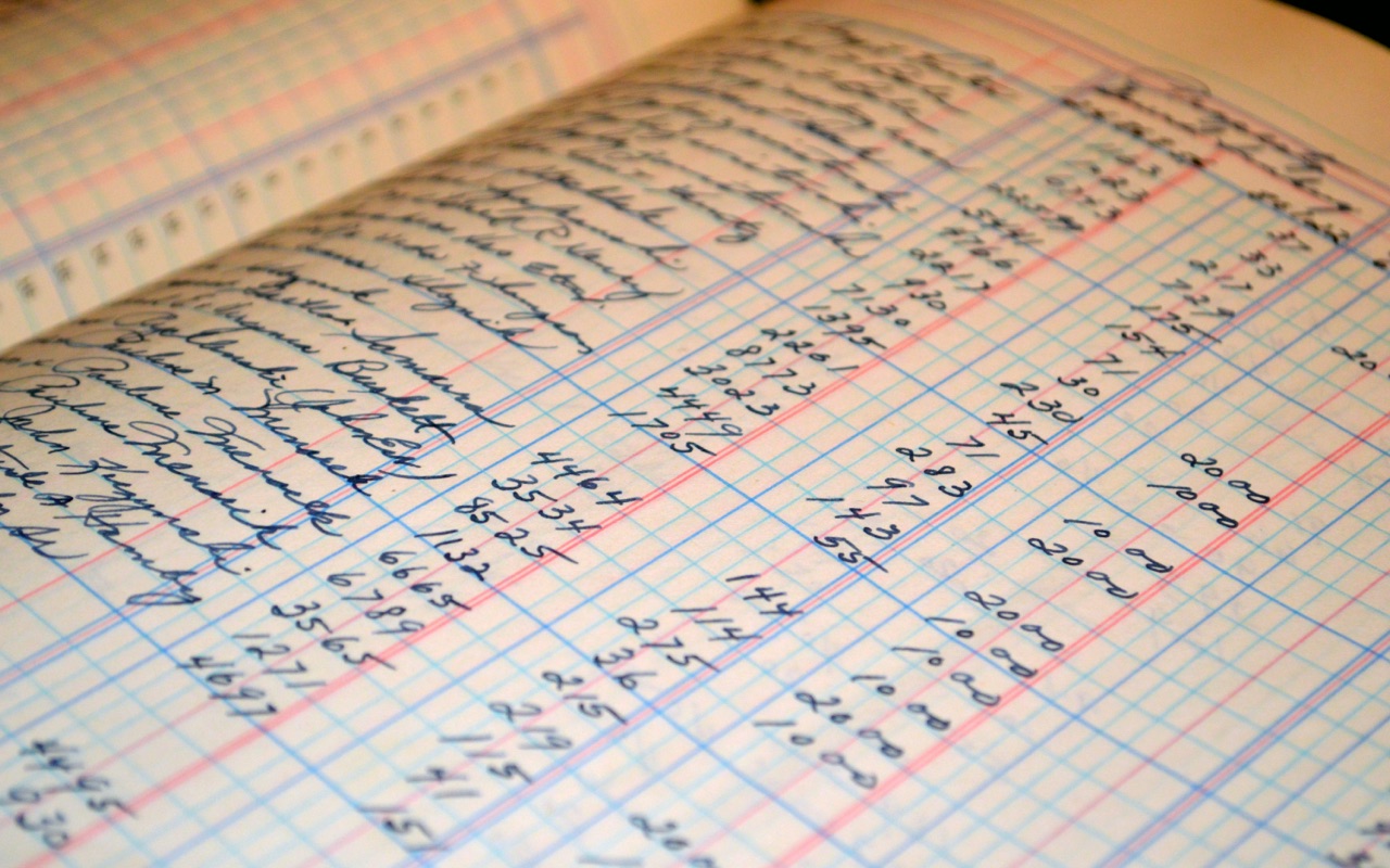 Handwritten accounting ledger