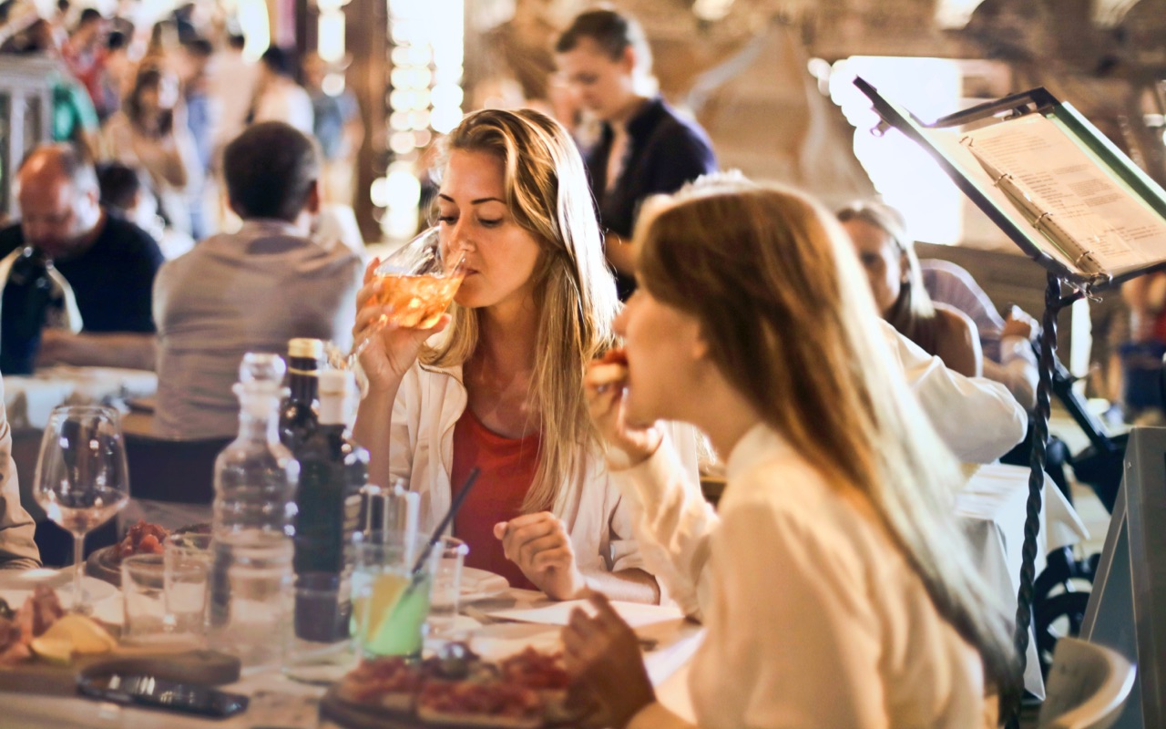 Two women having a lunch meeting