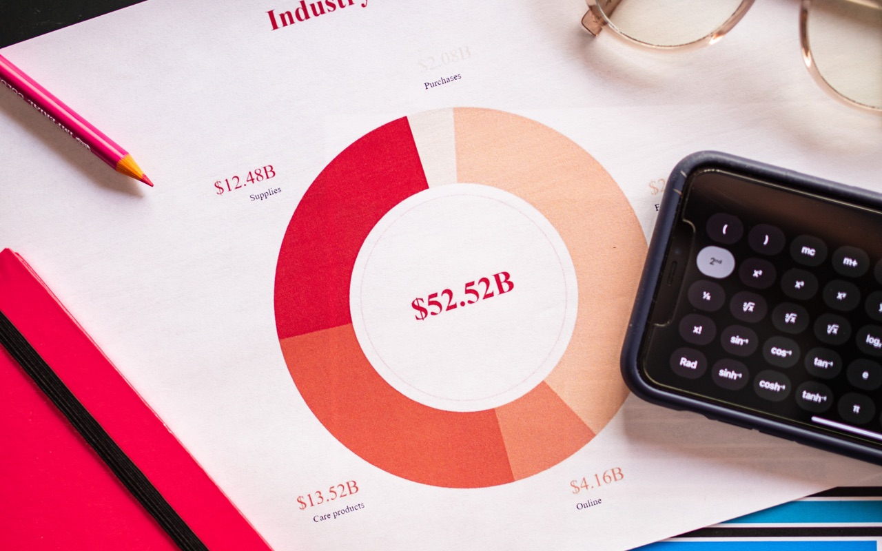 A financial report document alongside a mobile phone