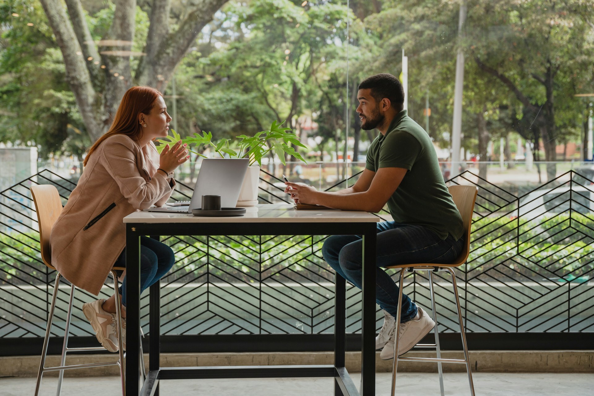 A man and a woman having a professional meeting