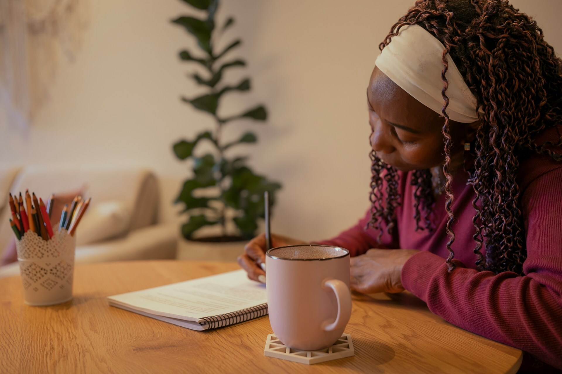 A business women writing in her journal