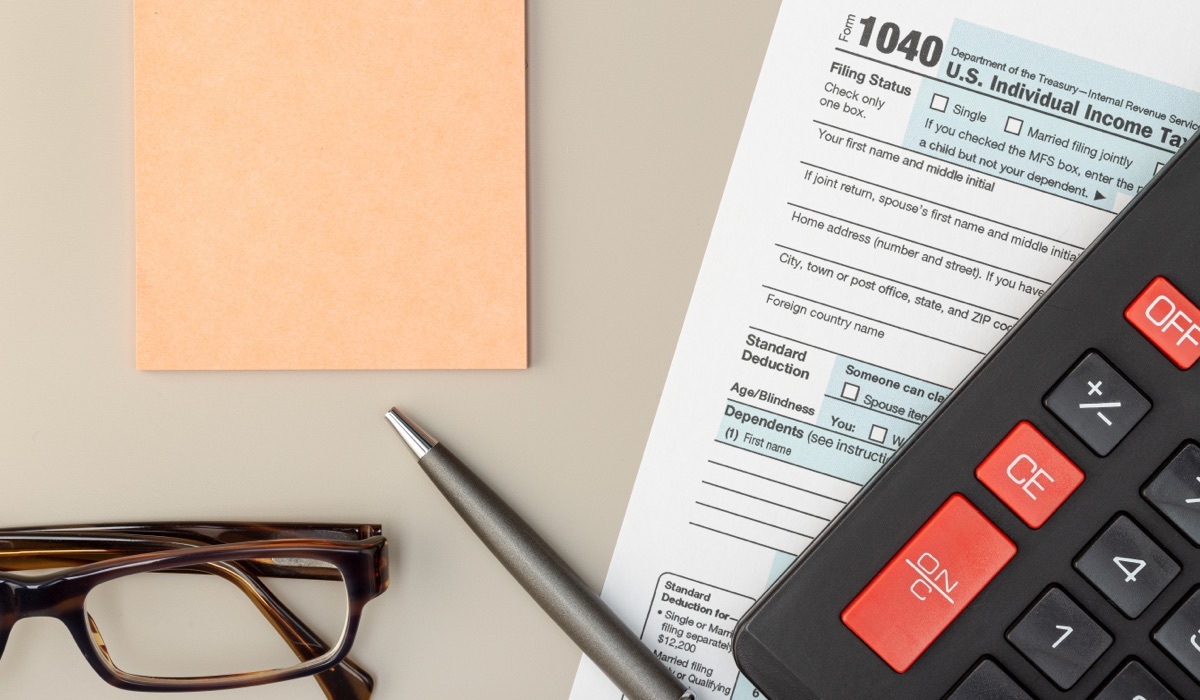 US individual income tax form on table