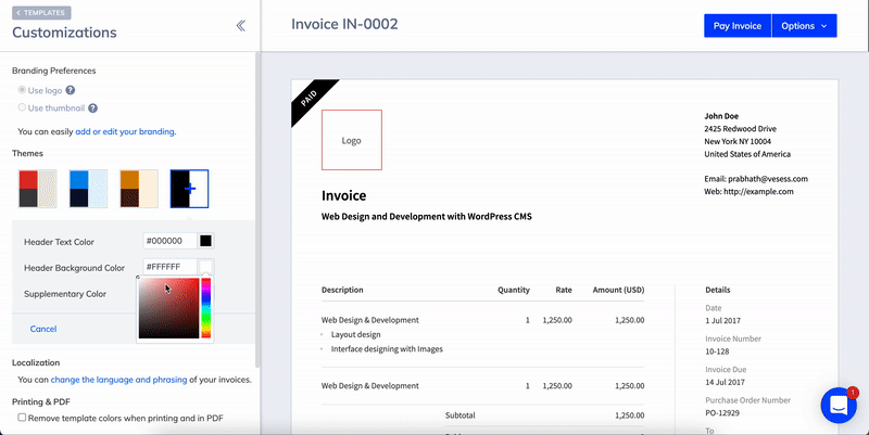 Generate beautiful invoice template