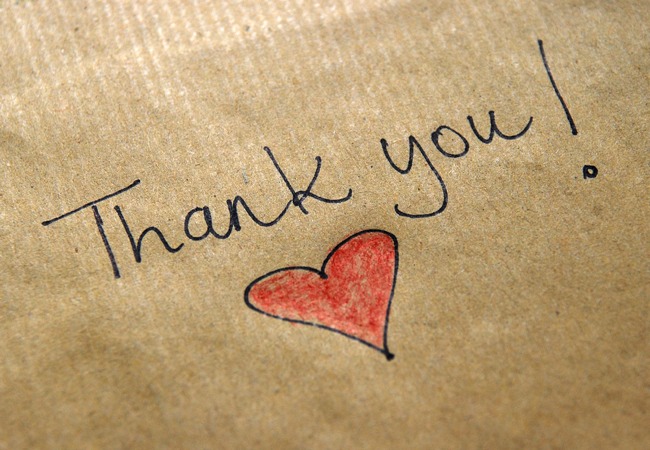 hand-written thank you note