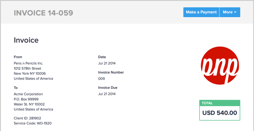 Custom fields on an invoice