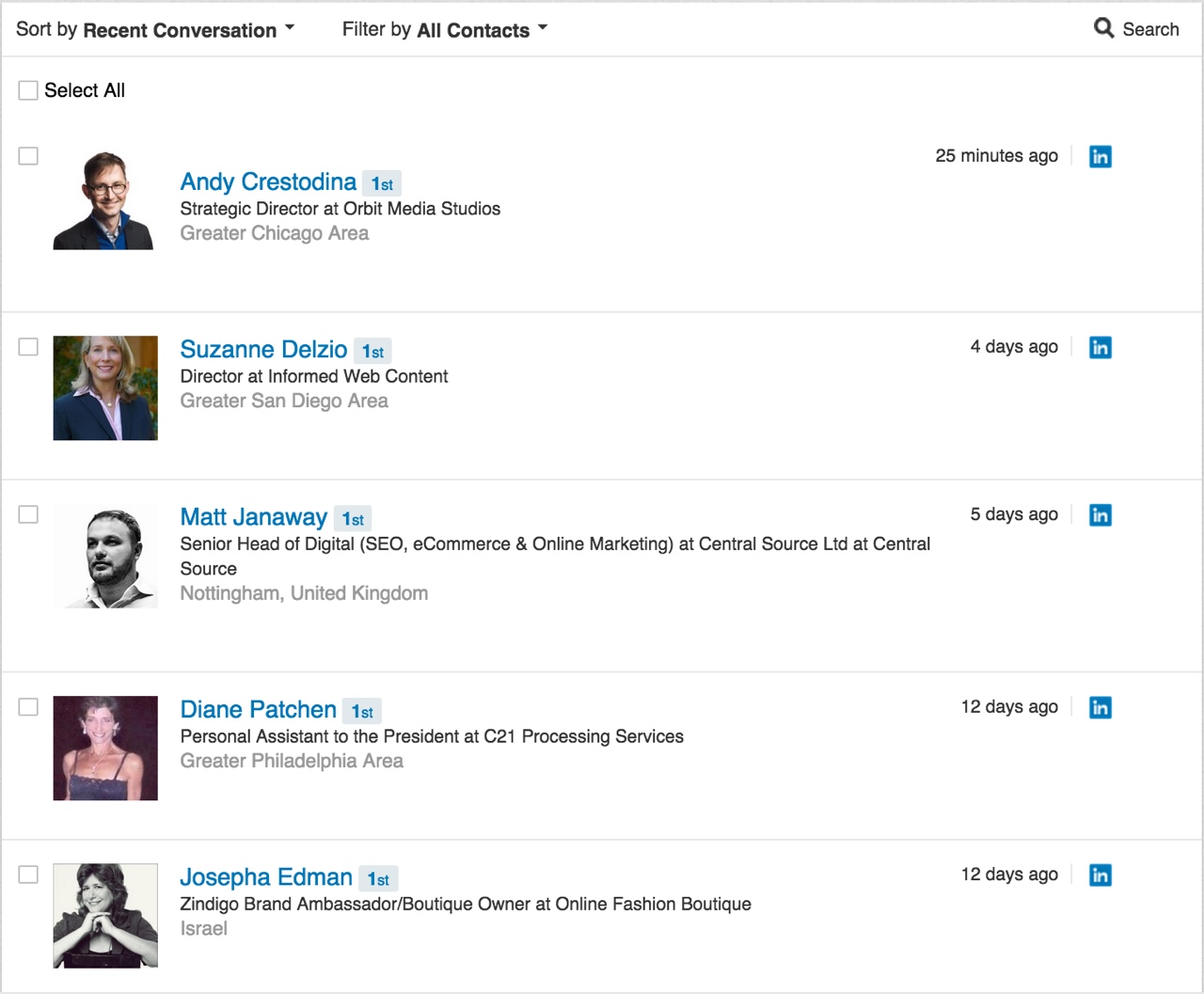Contacts on LinkedIn