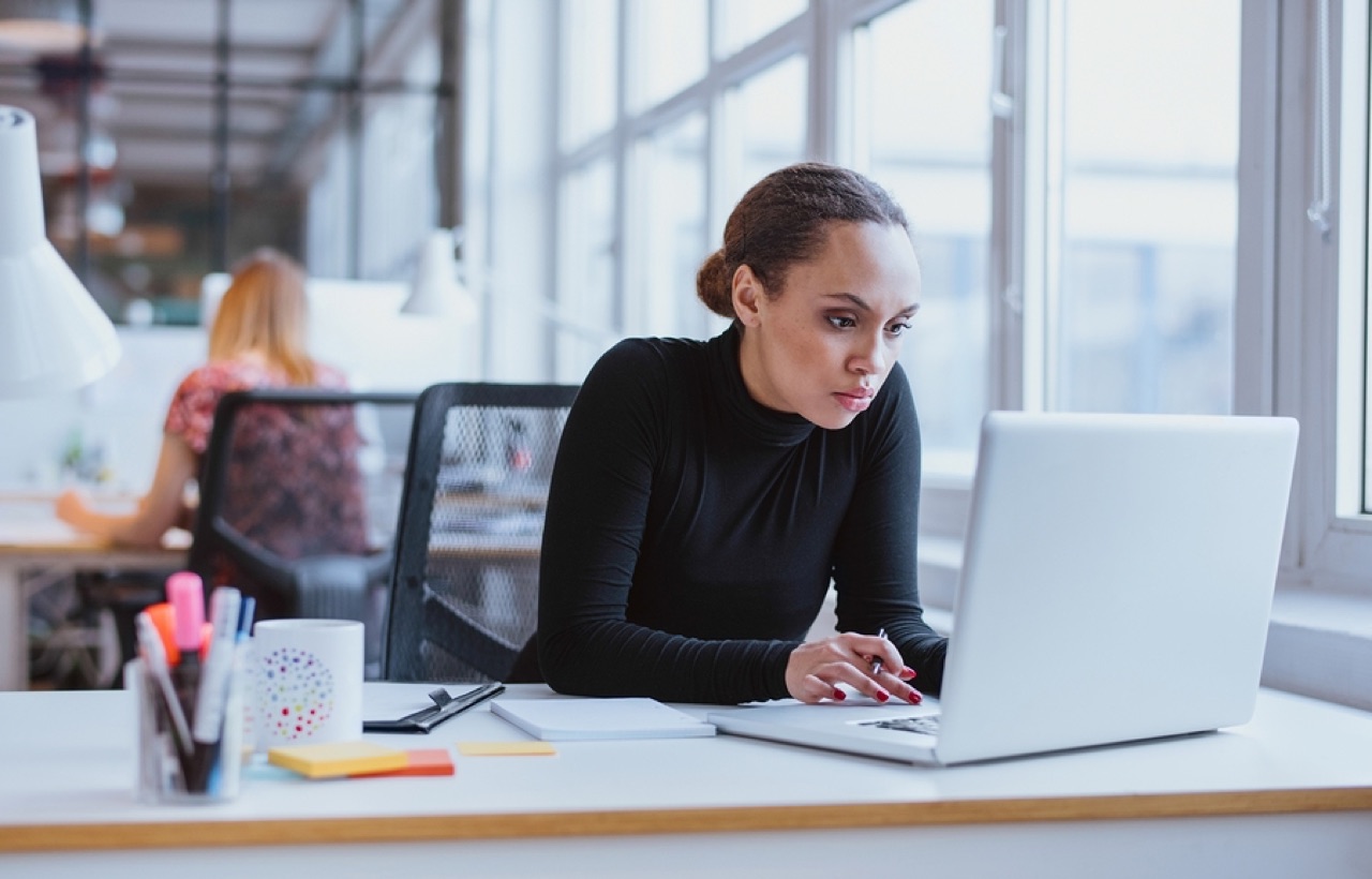 Woman at a coworking space