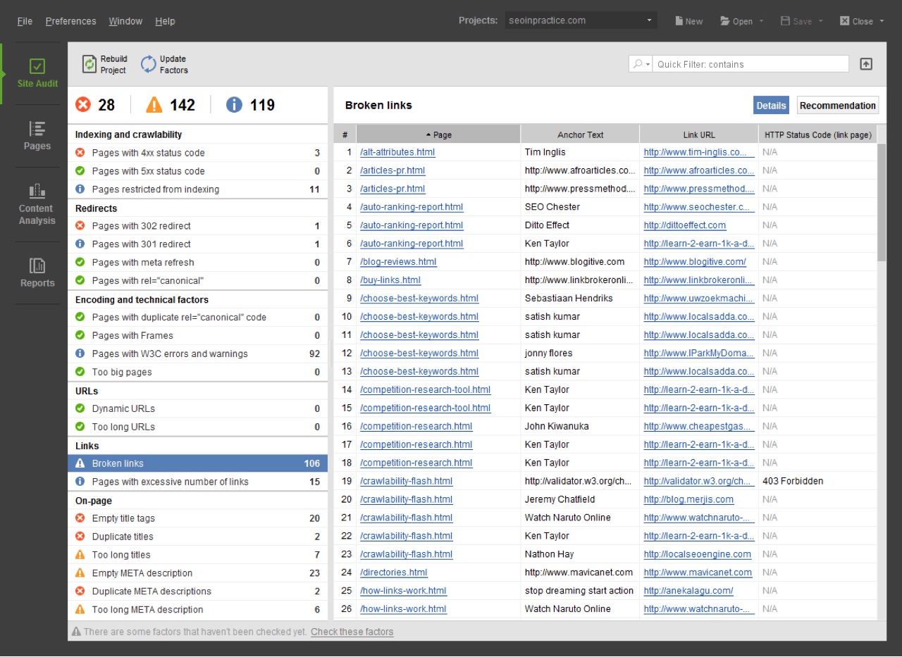 SEO Powersuite screenshot