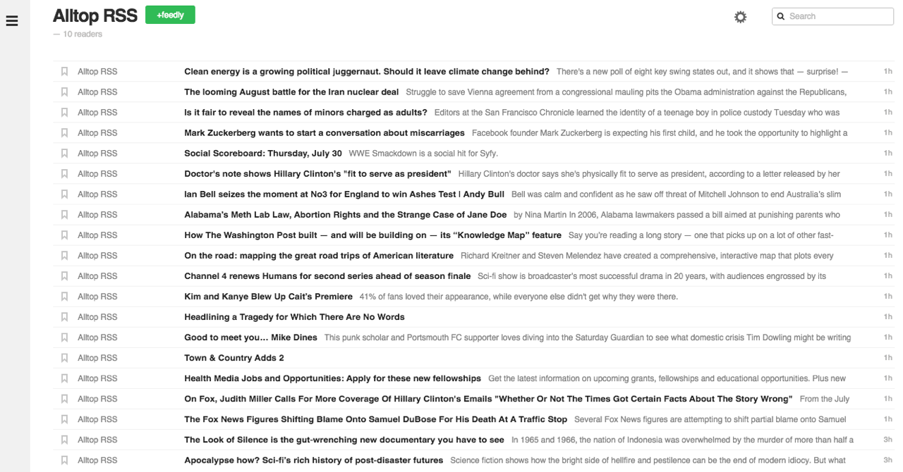 Feedly screenshot