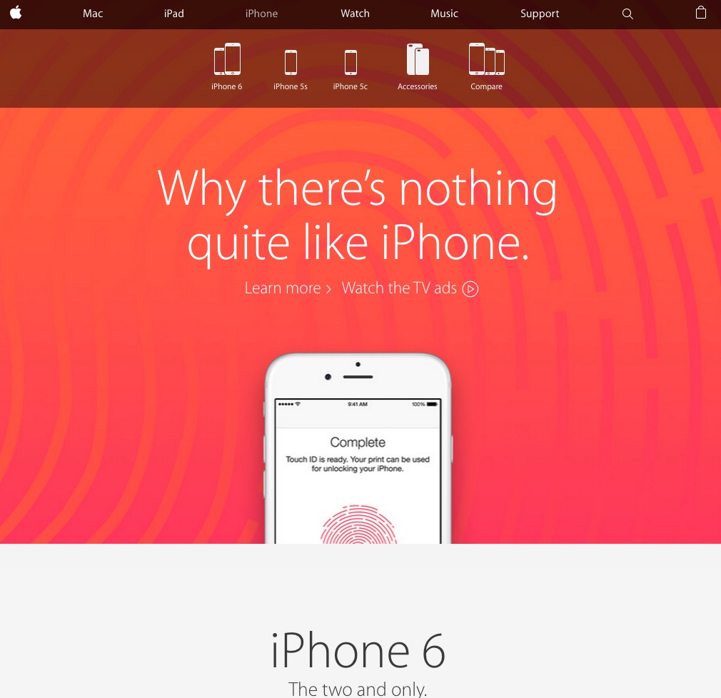 iPhone landing page