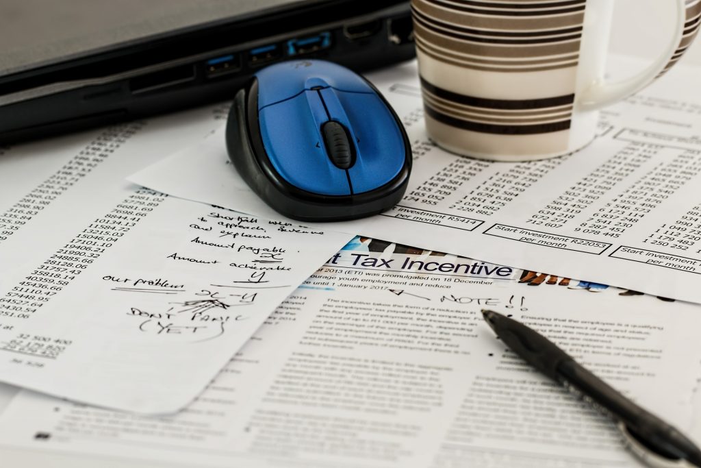 Financial documents on a desk